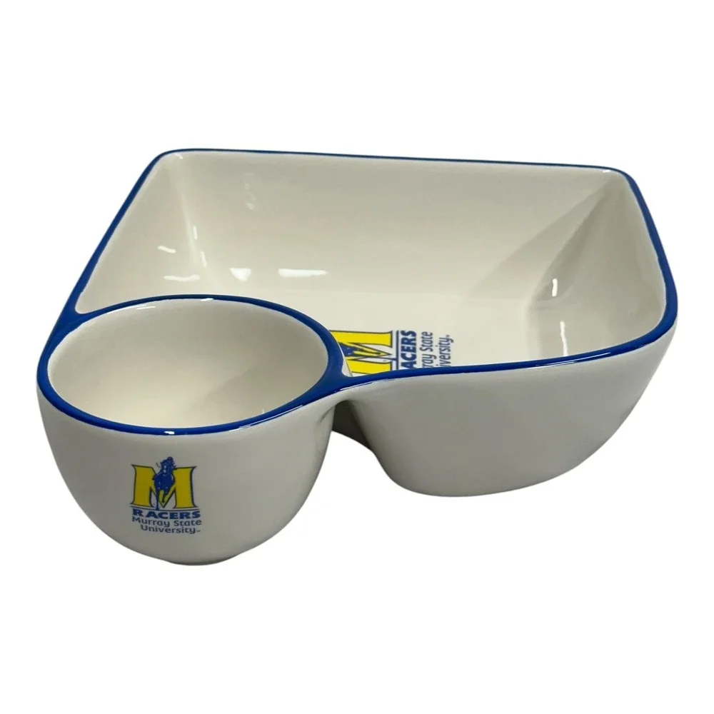 Oggi Murray State University Racers Chip and Dip Ceramic Serving Bowl White Blue